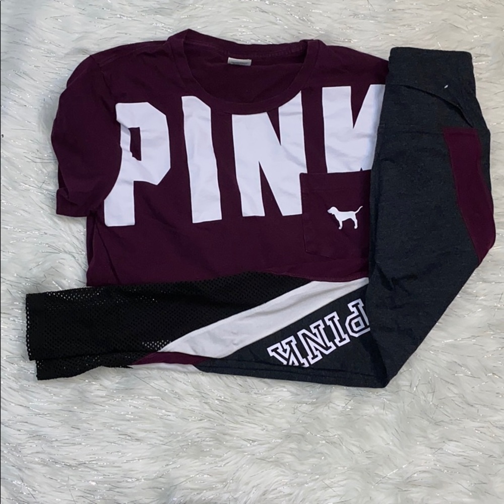 victoria’s secret pink tee and legging set